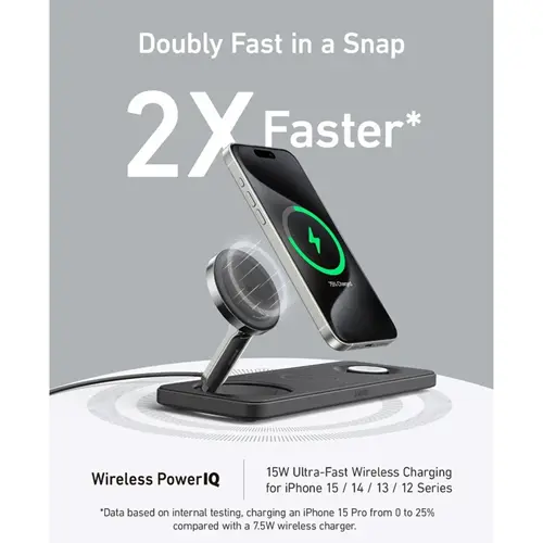 شارژر رومیزی انکر مدل MagGo Wireless Charging به همراه شارژر دیواری 40 وات انکر و کابل USBC به طول 1.5 متر (3)